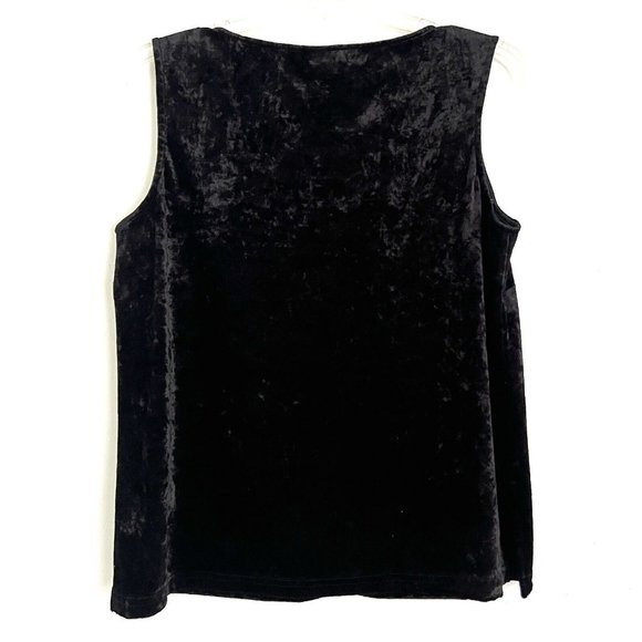 Citron Santa Monica Size S Silk Blend Velvet Top Sleeveless Scoop Neck Black - Picture 2 of 9